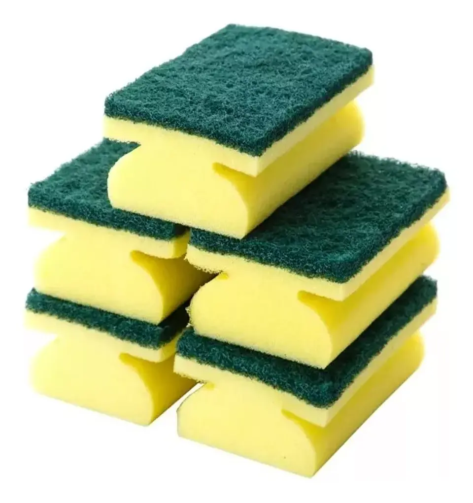 Esponjas Amarilla/verde Acanalada Multiuso (5 Unidades) 1
