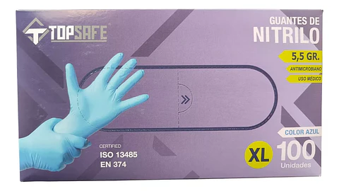 Guantes De Nitrilo Azul 5.5 Gr Caja De 100 Unidades 