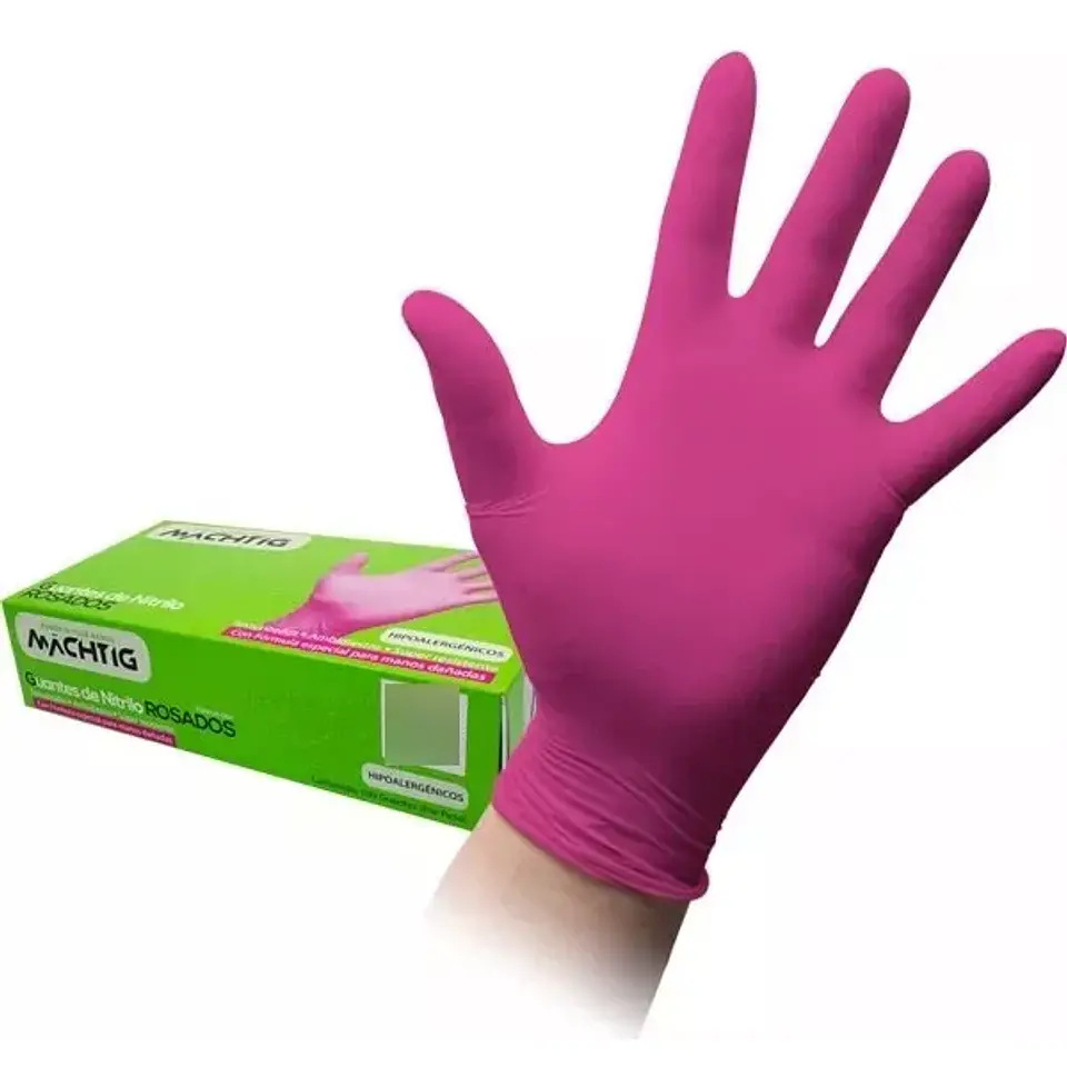 Guantes De Nitrilo Fucsia 100 Unidades - Machtig 2