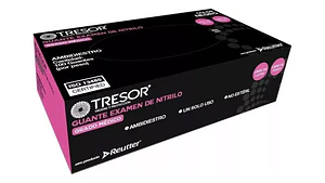 Guantes De Nitrilo Negro Antideslizantes Tresor 100 Unidades 