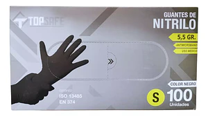 Guantes De Nitrilo Negros 5.5gr Caja De 100 Unidades