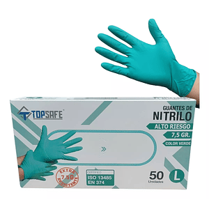 Guantes De Nitrilo Verdes Alta Resistencia 7.5 Gr 50 Unidades