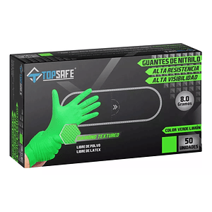 Guantes Nitrilo Verde Texturizado Profesional 8.0gr 50 Unidades