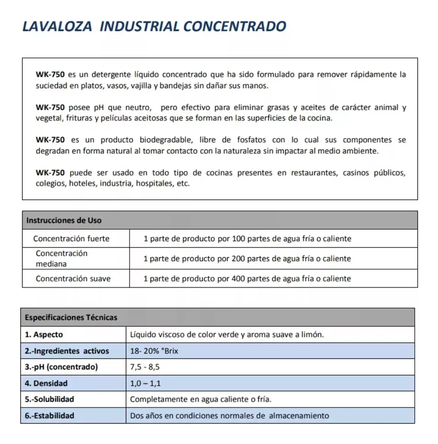 Lavaloza Industrial Concentrado Wk-750 (rinde 1250 Litros) - Winkler 2