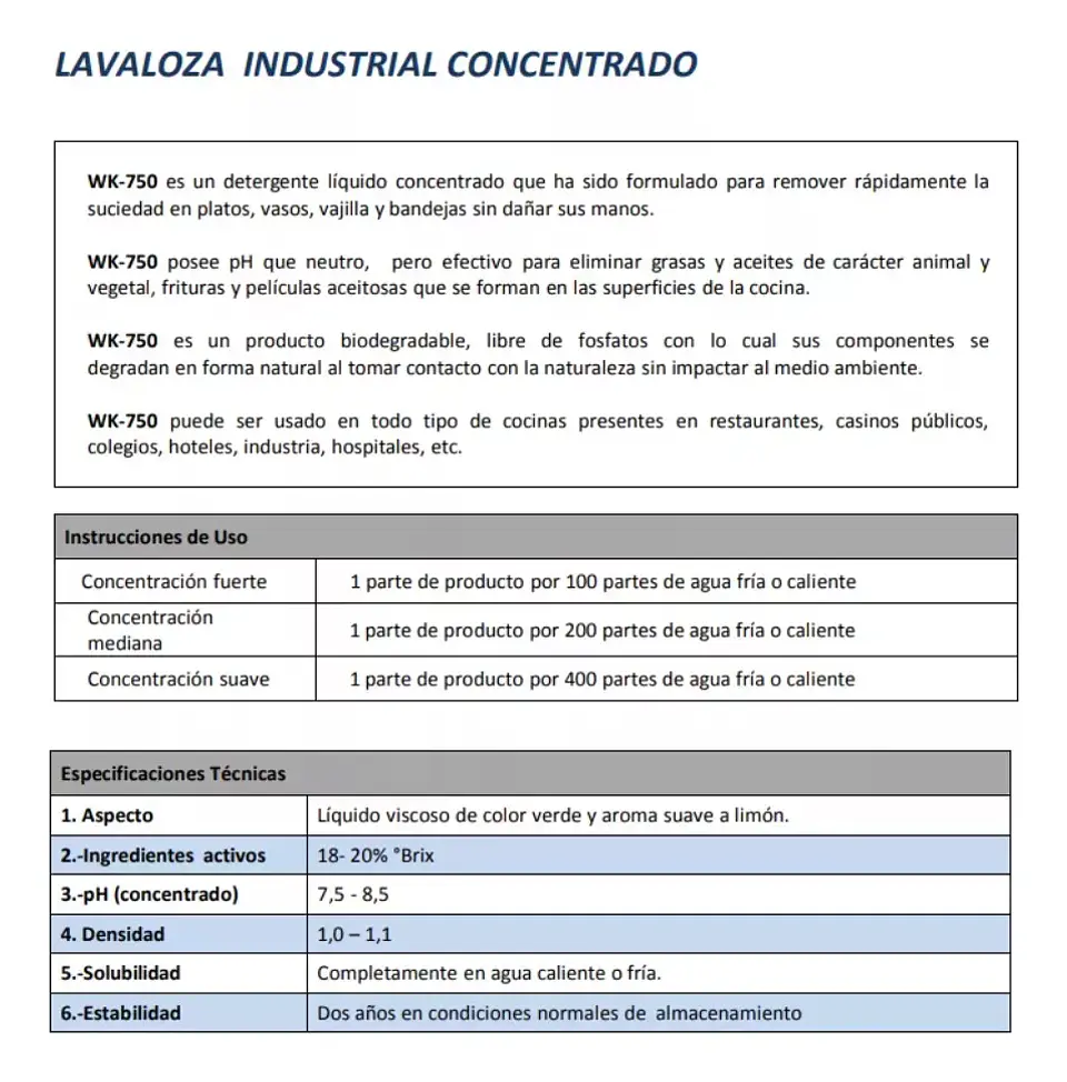 Lavaloza Industrial Concentrado Wk-750 (rinde 1250 Litros) - Winkler 2