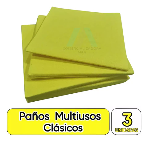 Paño Amarillo Multiuso 3 Unidad - Paño De Cocina Clásicos