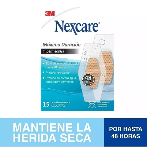 Parche Curita Adhesivo Impermeable 15 Unidades - Nexcare