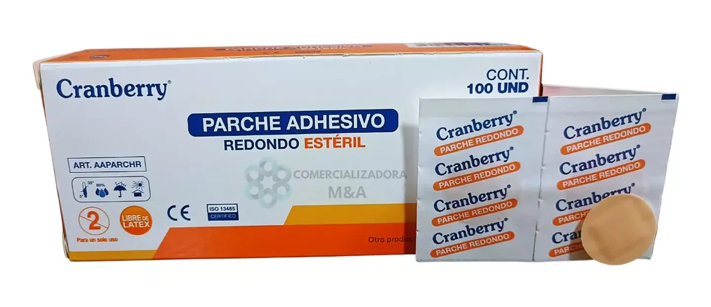 Parche Curita Redondo Para Vacuna Caja De 100 Unidade - Cranberry 1