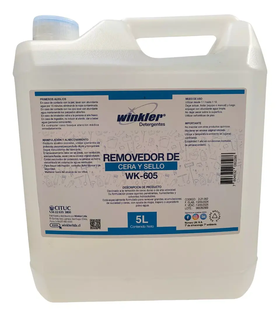 Removedor De Cera Y Sello Industrial Env. 5 Litros Winkler 1