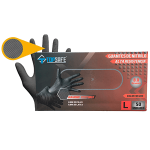 Guantes Nitrilo Negros Texturizado Profesional 8.0gr 50 Unidades