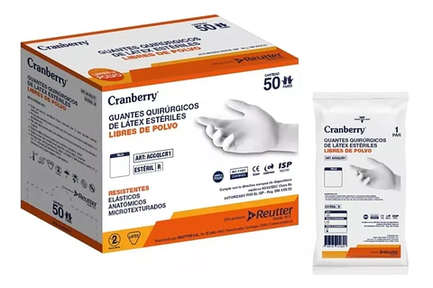 Guante Quirurgico Esteril Caja 50 Pares - Cranberry
