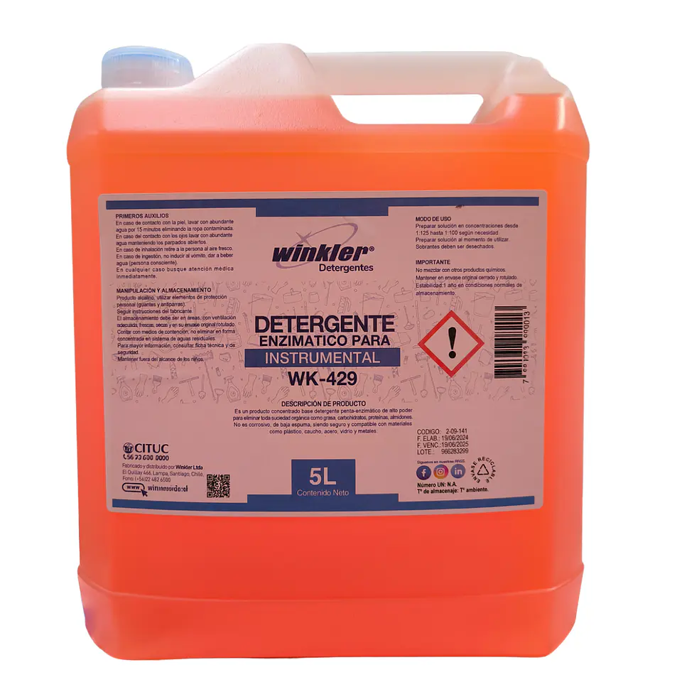 Detergente Enzimático Para Instrumental 5 Litros WK-429 - Winkler 1