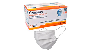 Mascarilla 3 Pliegues Con Elásticos 50 Unidades - Cranberry