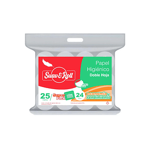 Papel Higienico Doble Hoja 24 Rollos x 25 Mts C/u