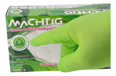 Guantes De Nitrilo Verde Biodegradables 100 Uds - Machtig