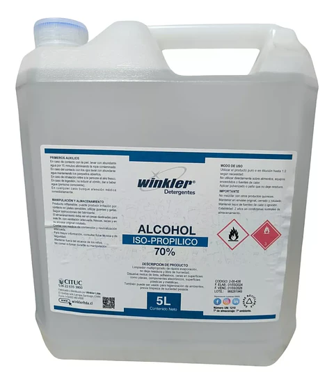 Alcohol Isopropílico 70% 5 Litros