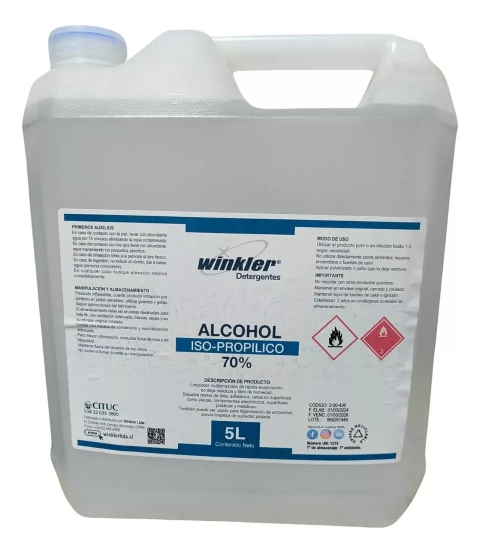 Alcohol Isopropílico 70% 5 Litros 1