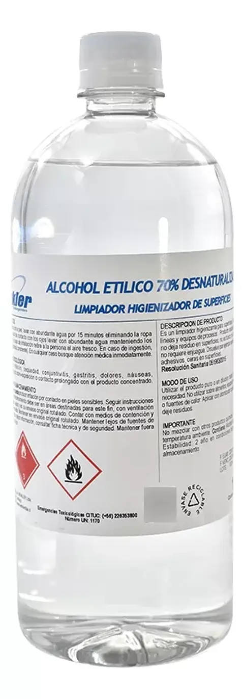 Alcohol Desnaturalizado 70° 1 Litro - Winkler