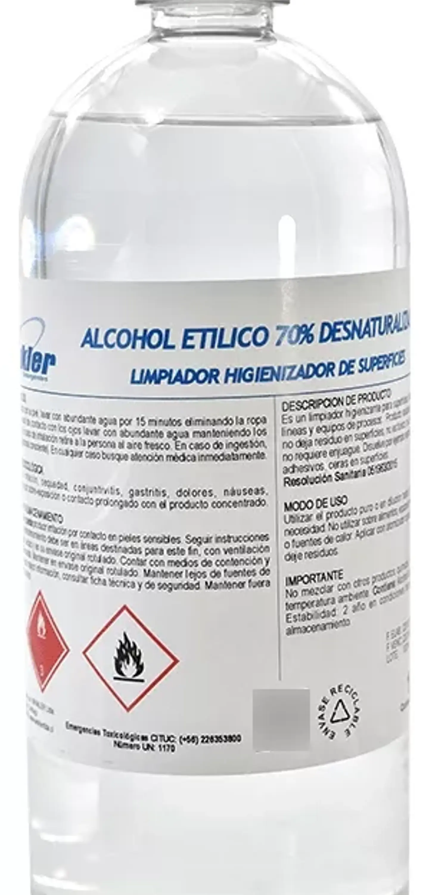 Alcohol Desnaturalizado 70° 1 Litro - Winkler 1