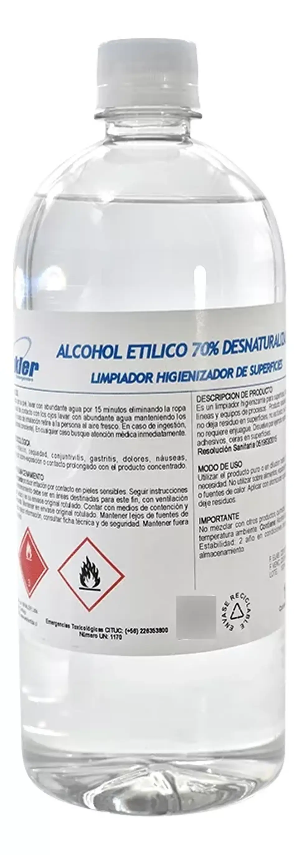 Alcohol Desnaturalizado 70° 1 Litro - Winkler 1