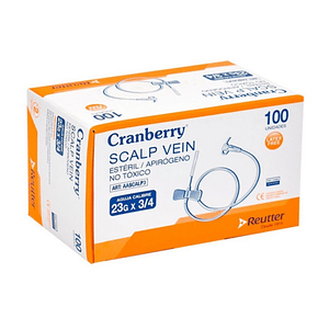 Scalp Vein Mariposa 23g * 3/4 Luer Lock 100 Unds - Cranberry 