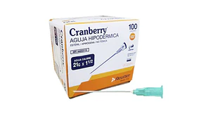 Aguja HiPodérmica 21g X 1/2 Caja 100 Unidades - Cranberry 