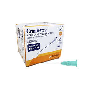 Aguja HiPodérmica 21g X 1/2 Caja 100 Unidades - Cranberry 