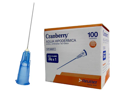 Aguja HiPodérmica 23g X 1 Caja 100 Unidades - Cranberry