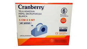 Tela Adhesiva Papel Microporosa 5CM X 9M 6 rollos + dispesador - Cranberry