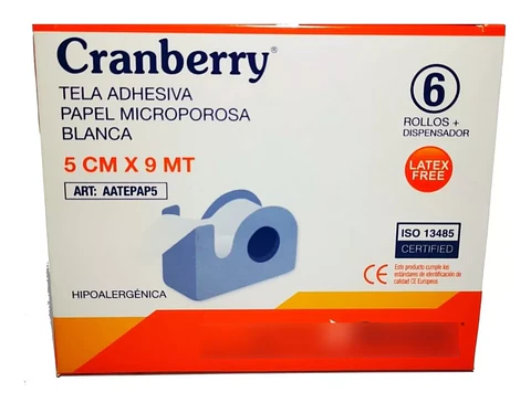 Tela Adhesiva Papel Microporosa 5CM X 9M 6 rollos + dispesador - Cranberry
