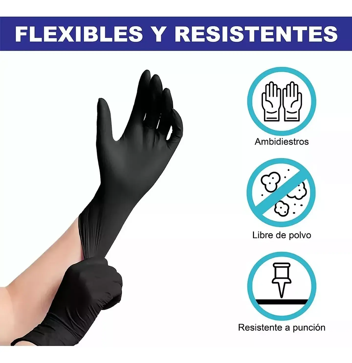 Guantes De Nitrilo Negro Caja de 100 Unidades - Mred 4
