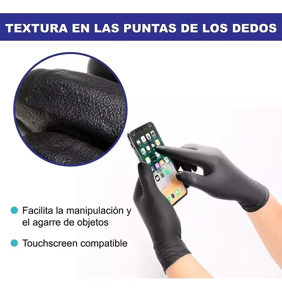 Guantes De Nitrilo Negro Caja de 100 Unidades - Mred 5