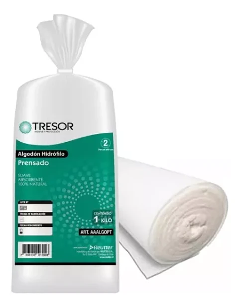 Algodon Hidrofilo Prensado 1 Kg Suave Absorbente - Tresor 