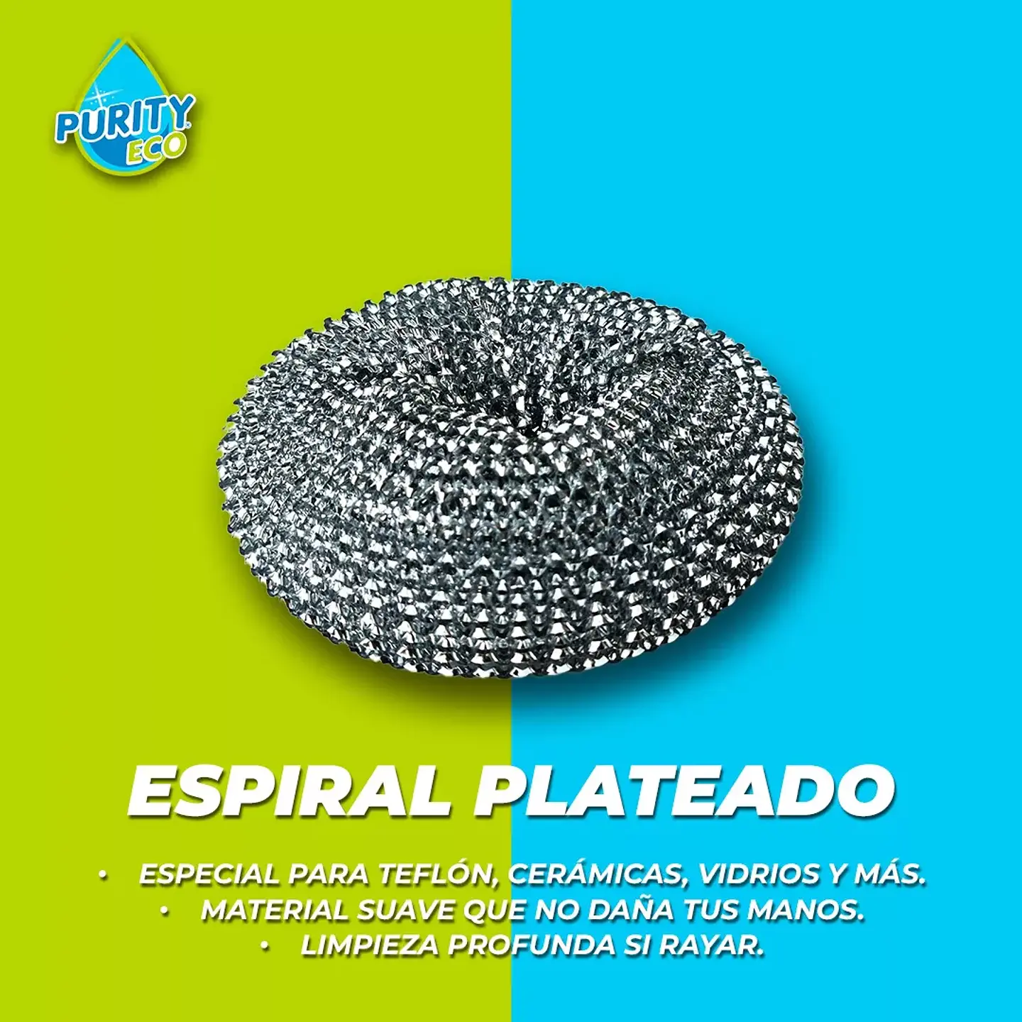 Set 5 Virutillas Esponja Espiral Plateado - Purity Eco 2