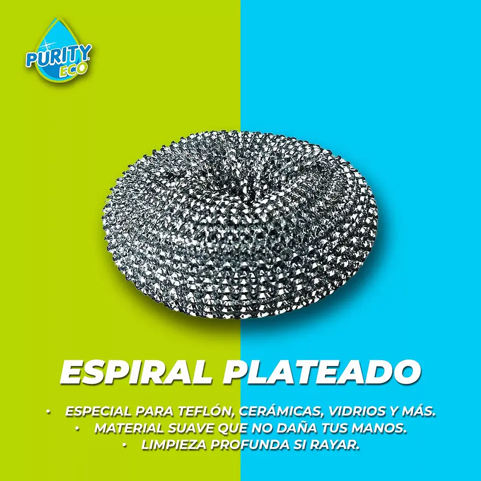 Set 5 Virutillas Esponja Espiral Plateado - Purity Eco 2