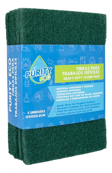 Esponjas Fibra Verdes Abrasivas Para Cocina Pack 5 Unidades