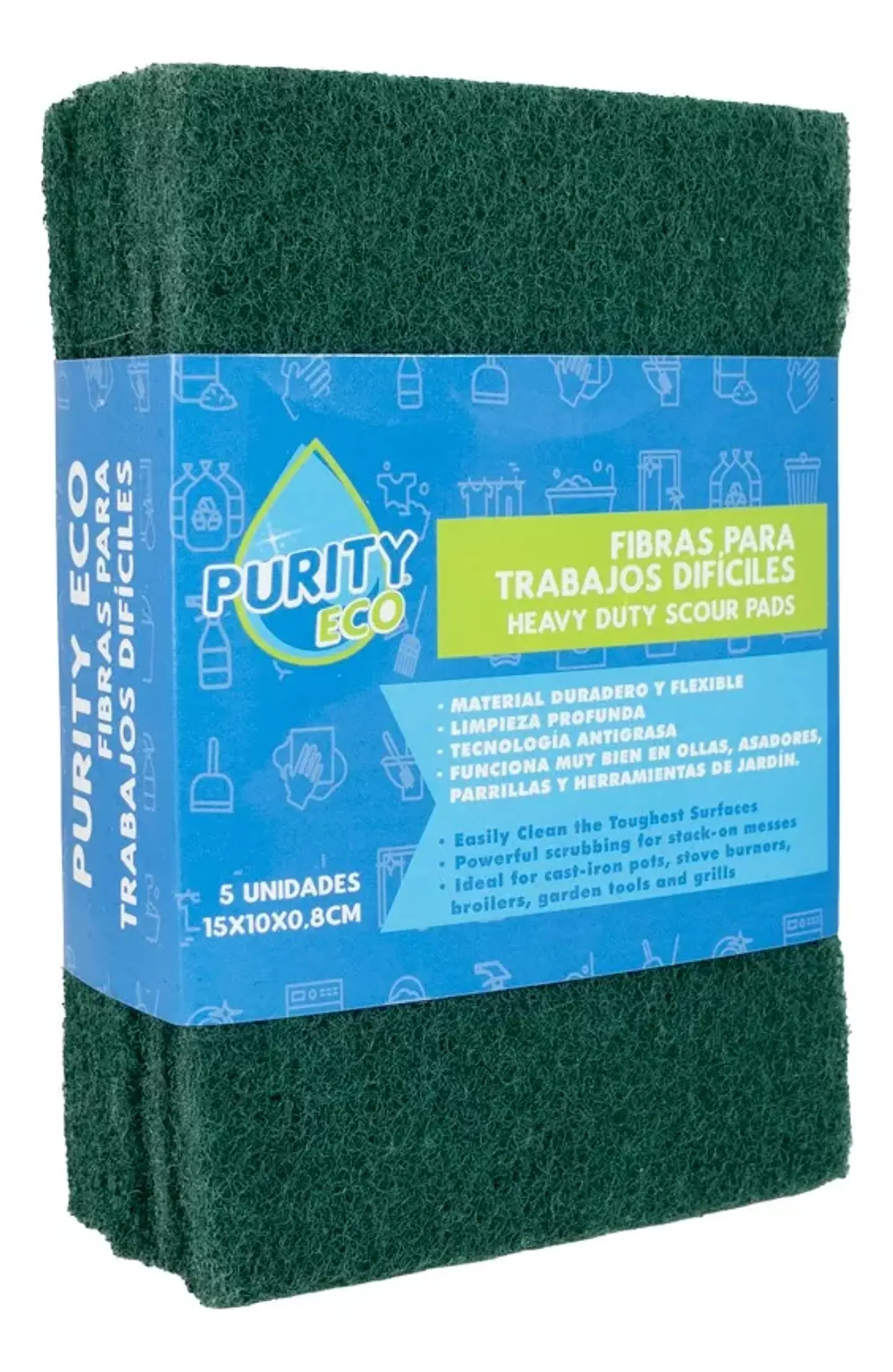 Esponjas Fibra Verdes Abrasivas Para Cocina Pack 5 Unidades 1