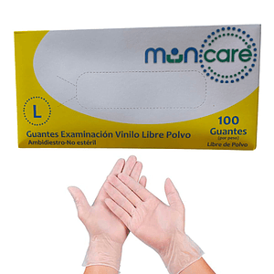 Guante De Vinilo Sin Polvo caja De 100 Unidades - Muncare