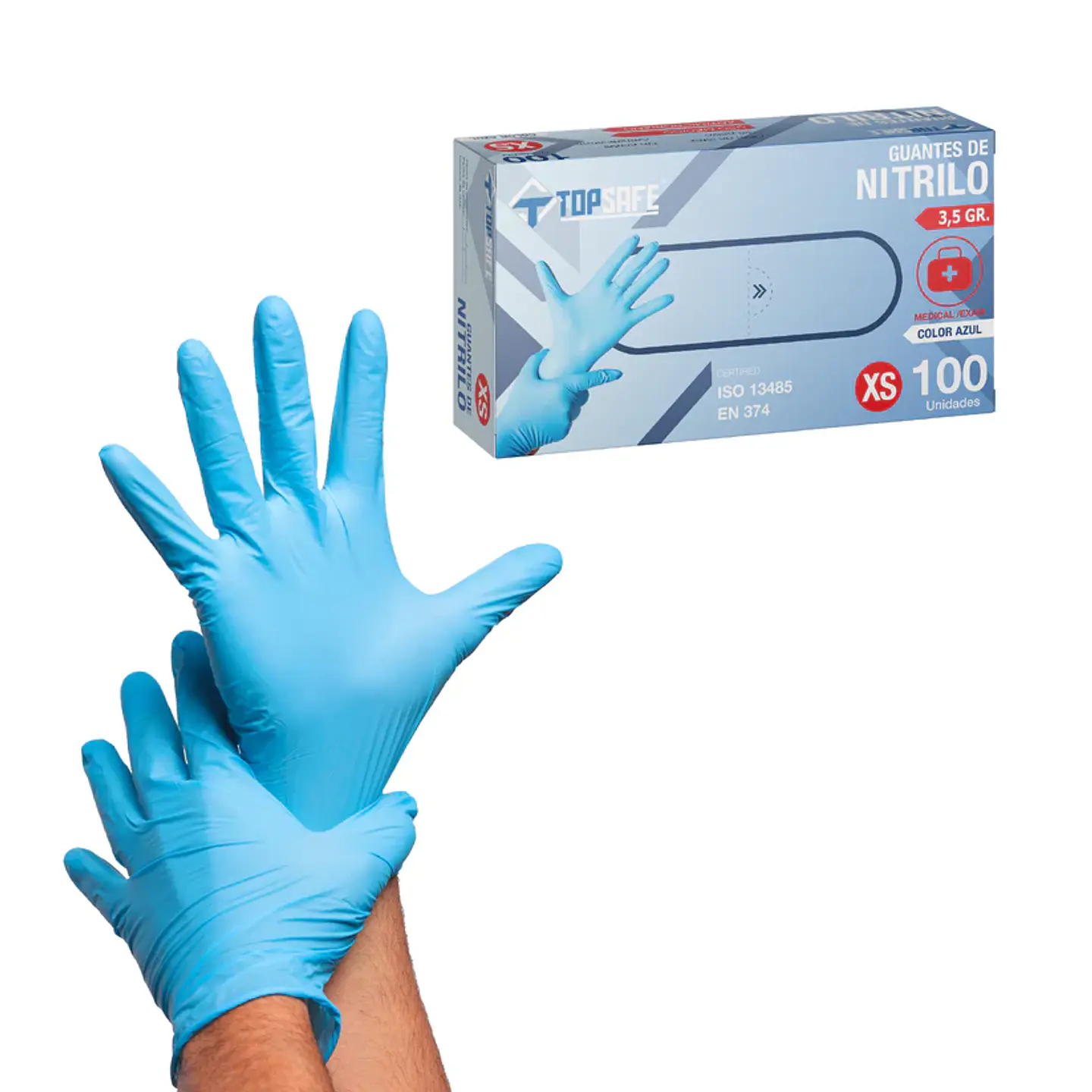 Guantes De Nitrilo Azul 3.5 Gr Caja 100 Unidades  2
