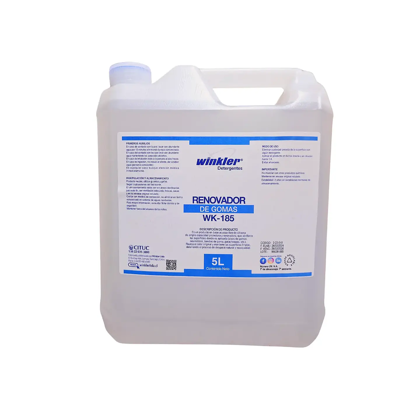 Renovador De Gomas/limpiador Industrial Concentrado 5 Litros - Winkler 1