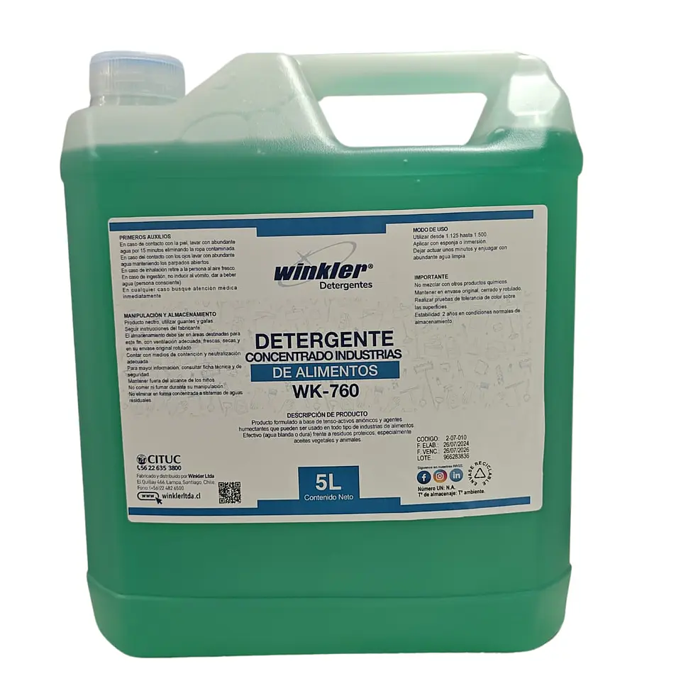 Detergente Concentrado Industrias De Alimentos 5 Litros - Wk-760 1