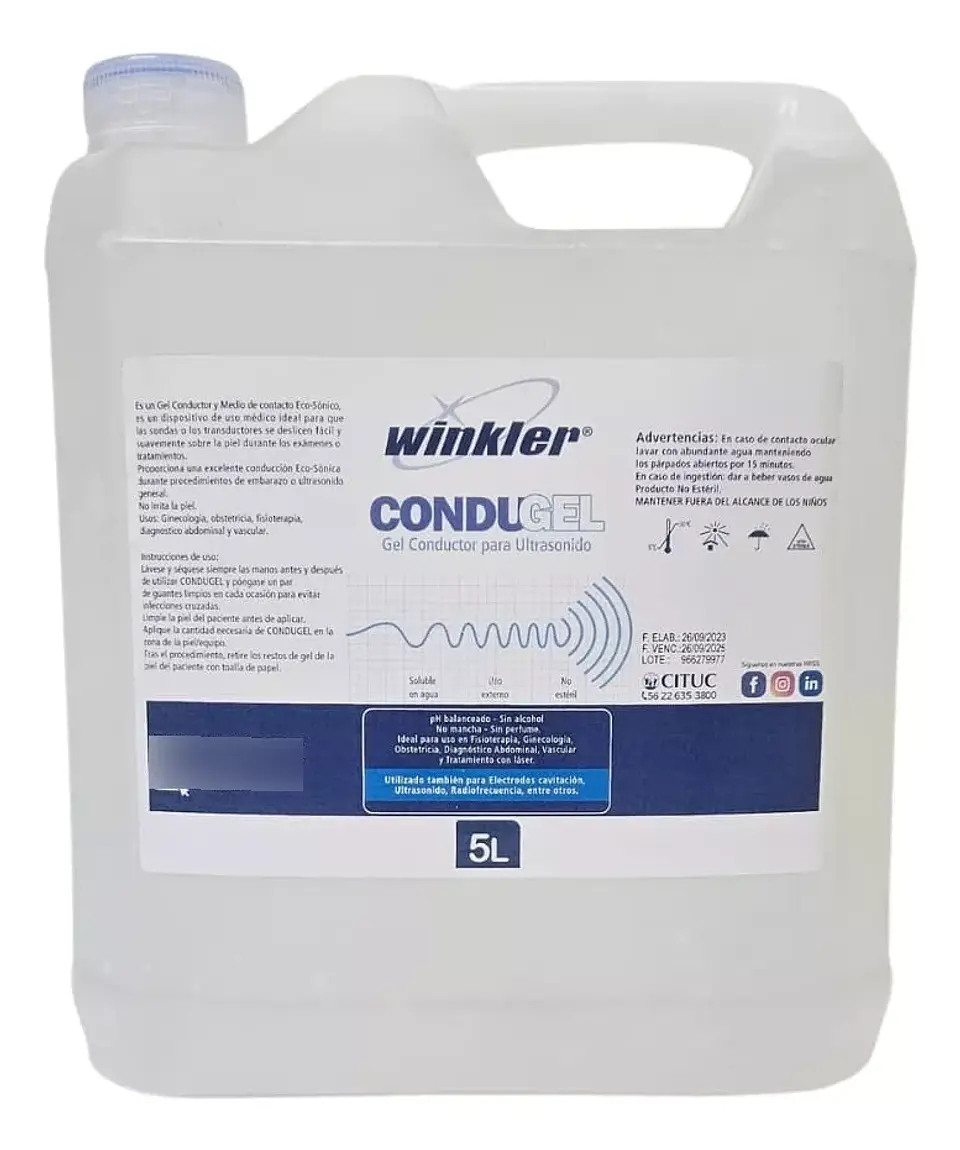 Gel Conductor Ultrasonido Incoloro 5 Lts - Winkler  1