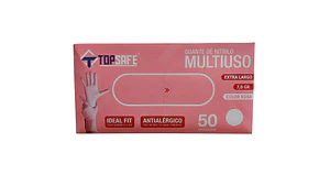 Guantes De Nitrilo Rosado 7.0 Gr 50 Unidades 