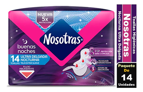 Toalla higiénica Nosotras Buenas Noches Ultradelgada 14unds.