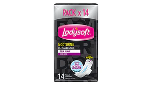 Toalla higiénica Ladysoft Nocturna Ultradelgada suave 14 unds