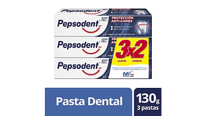 Pasta dental Pepsodent protección anti-caries 3x130gr