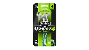 Maquina Desechable Schick Quattro Titanium Piel Sensible x 2 unds