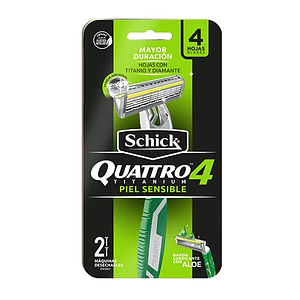 Maquina Desechable Schick Quattro Titanium Piel Sensible x 2 unds