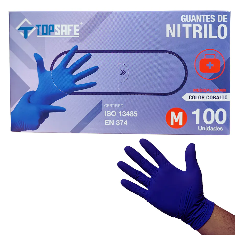 Guantes De Nitrilo Azul Cobalto caja 100 Unidades 1