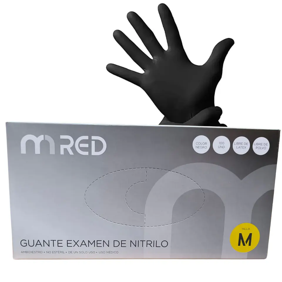 Guantes De Nitrilo Negro Caja de 100 Unidades - Mred 1